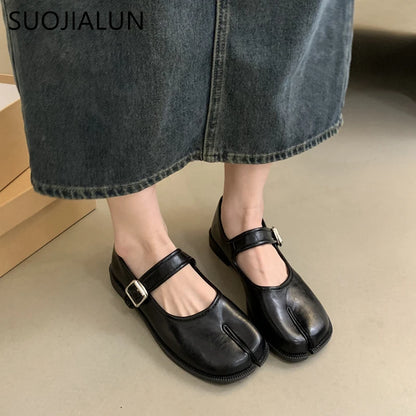 Split Toe Mary Jane Flats – Women's Soft Leather Tabi Shoes