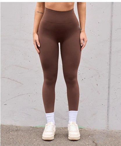 Seamless High-Waist Leggings – Peach Hip Lift V-Fold Fitness Pants