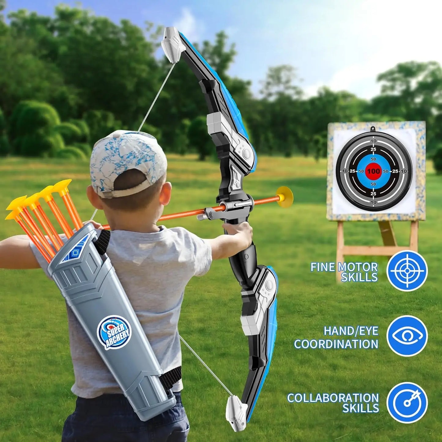 Kids LED Light-Up Bow and Arrow Archery Toy Set