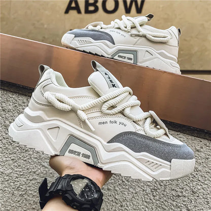 Men's Chunky Platform Sneakers – Casual Outdoor Lace-Up Shoes
