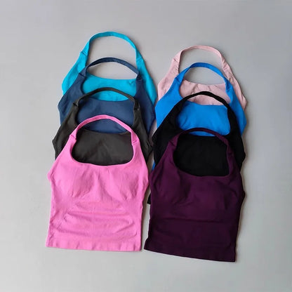 Halter Sports Bra for Women – Longline Shockproof Yoga Gym Top