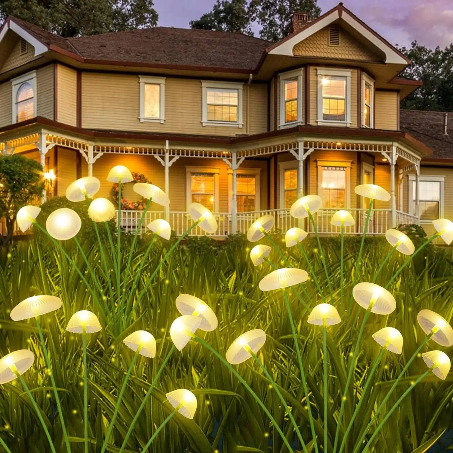 Solar Garden Lights Dual Mode Led Mushroom Waterproof Decor Yard Patio Pathway Jellyfish Ambiance