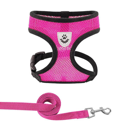 Breathable Mesh Cat & Dog Harness with Leash – Adjustable Reflective Vest