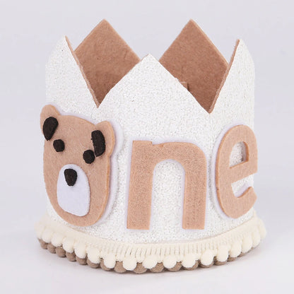 Baby's First Birthday Crown – Little Bear "One" Party Hat