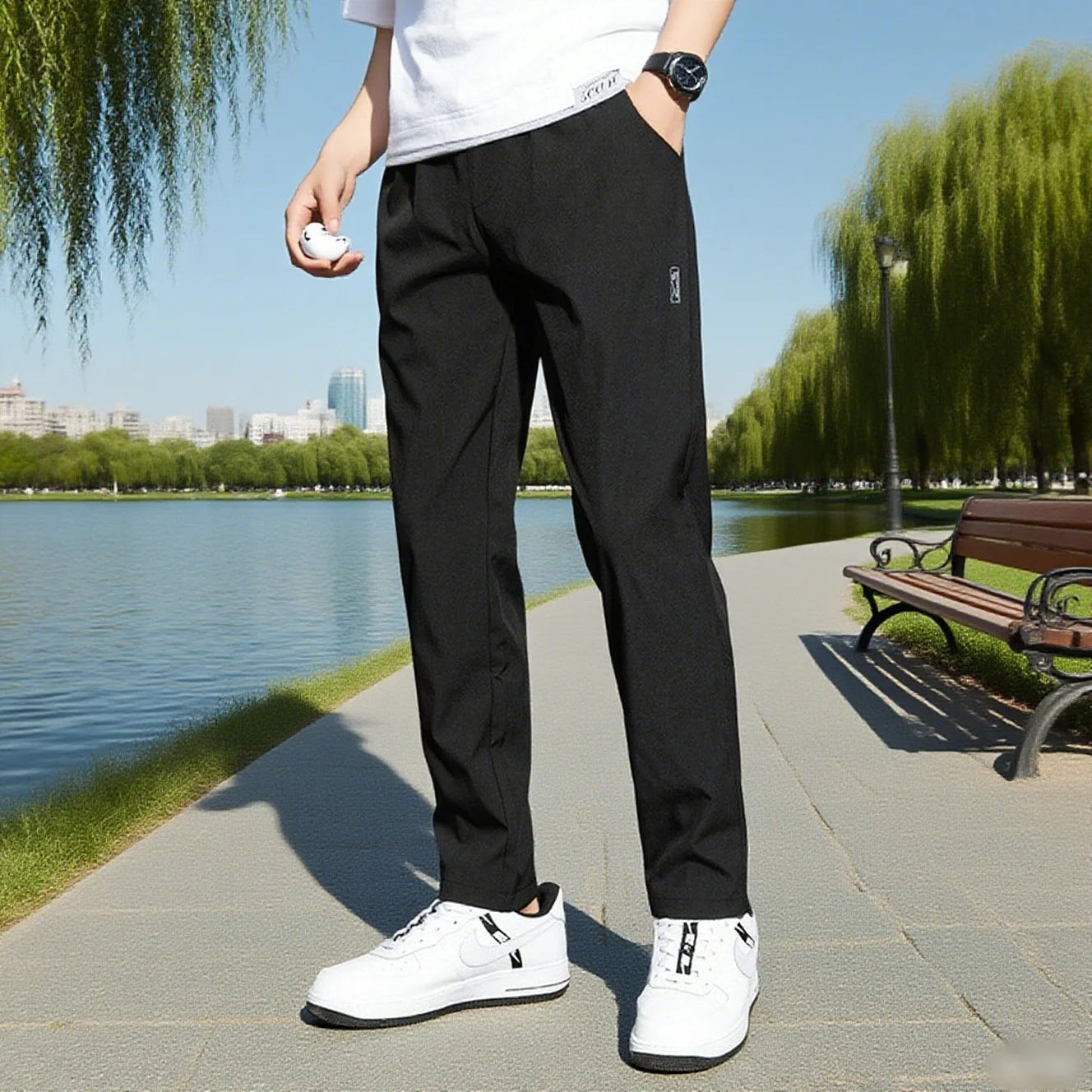 Ice Silk Men's Straight-Leg Pants – Lightweight & Breathable