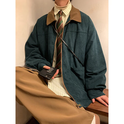 Vintage Men's Oversized Zip-Up Jacket – Loose Cargo Streetwear Coat