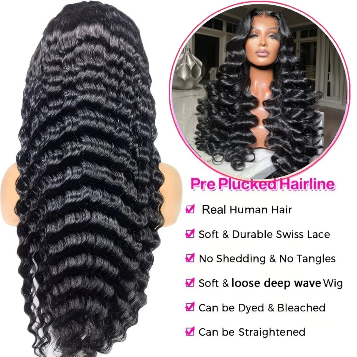 Deep Wave Lace Front Wig - HD Lace Human Hair Curly Wig
