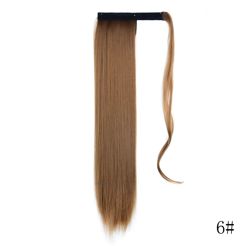 Wrap Around Ponytail Extension – Long Straight Synthetic Clip-In