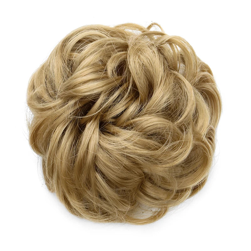 Synthetic Messy Bun Chignon Donut Hair Pad Elastic Rope Rubber Band Black Brown Blonde Hairpiece