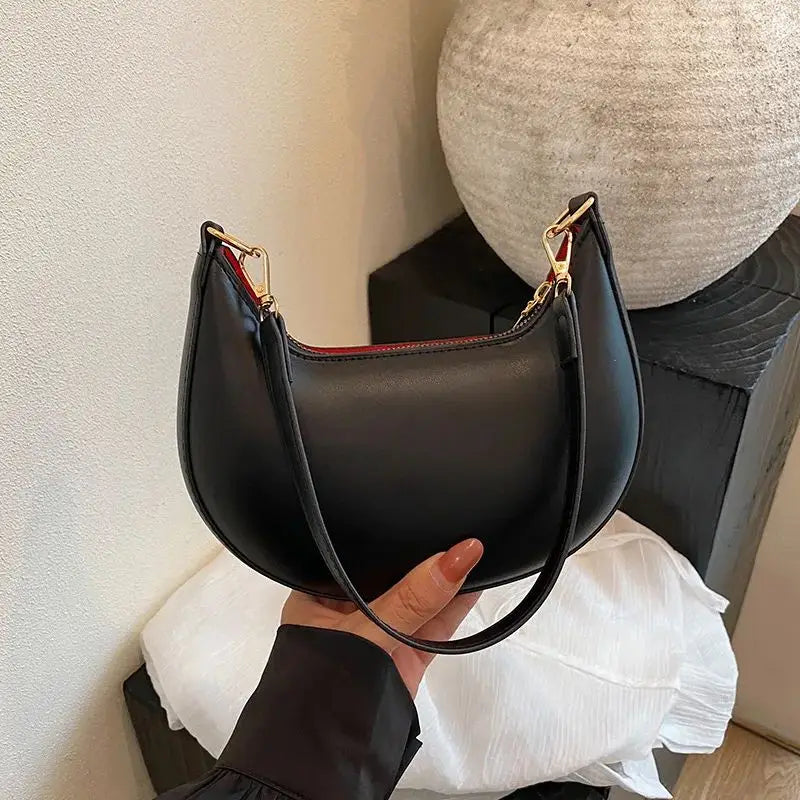 Moon Shoulder Bag for Women – Crescent Hobo Purse in PU Leather