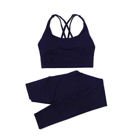 Women's Nylon Yoga Set – Sports Bra & Leggings 2-Piece