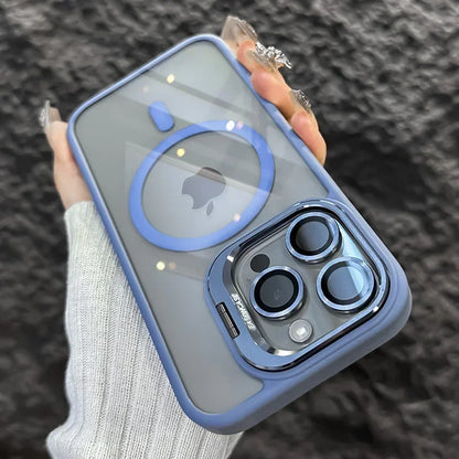 Metal Ring Transparent Shockproof iPhone Case with Camera Lens Protector