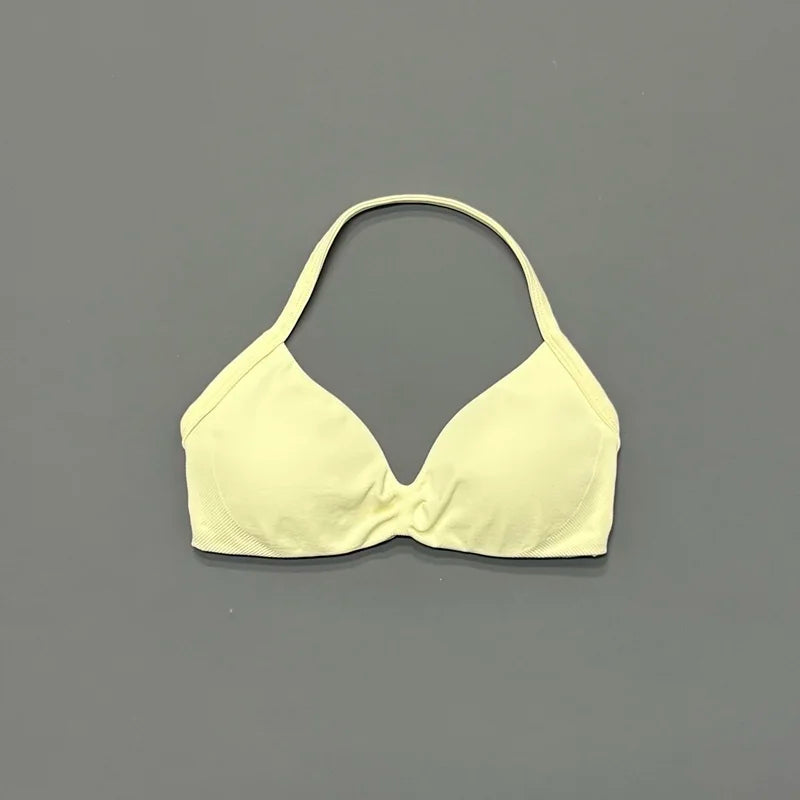 Seamless Halter Sports Bra – Women's Push-Up Gym Bra