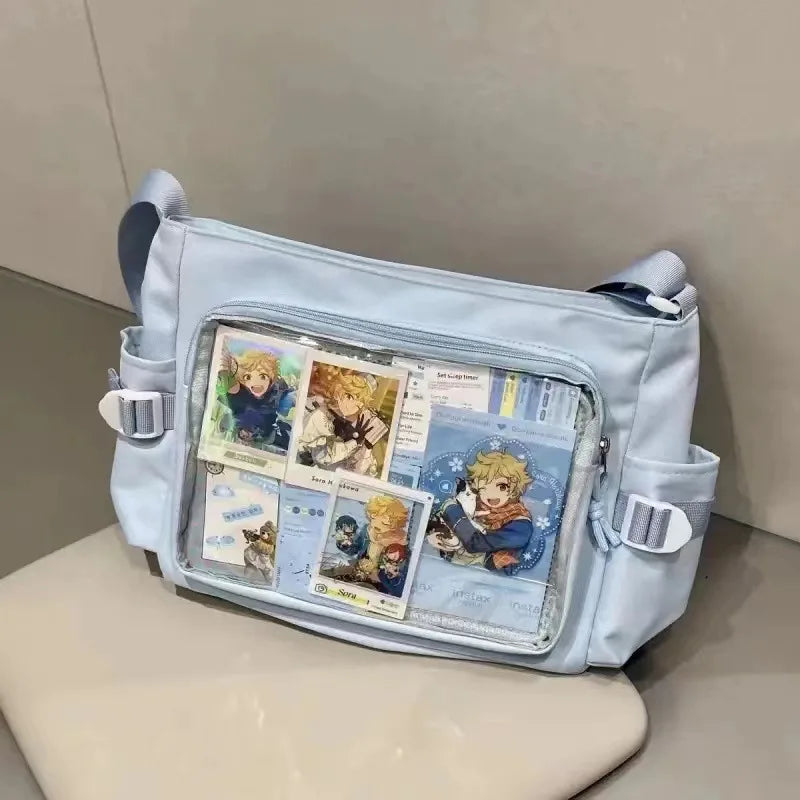 Anime Crossbody Bag with Transparent Postcard Display Window