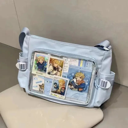 Anime Crossbody Bag with Transparent Postcard Display Window