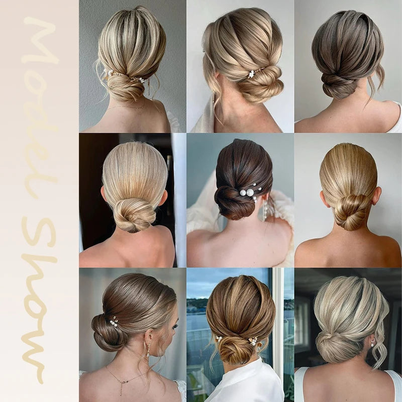Synthetic Short Straight Hair Bun Chignon Hairpiece Ring Hairstyle Heat-Resistant Easy Wear