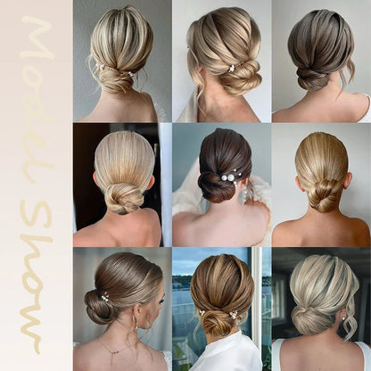 Synthetic Short Straight Hair Bun Chignon Hairpiece Ring Hairstyle Heat-Resistant Easy Wear