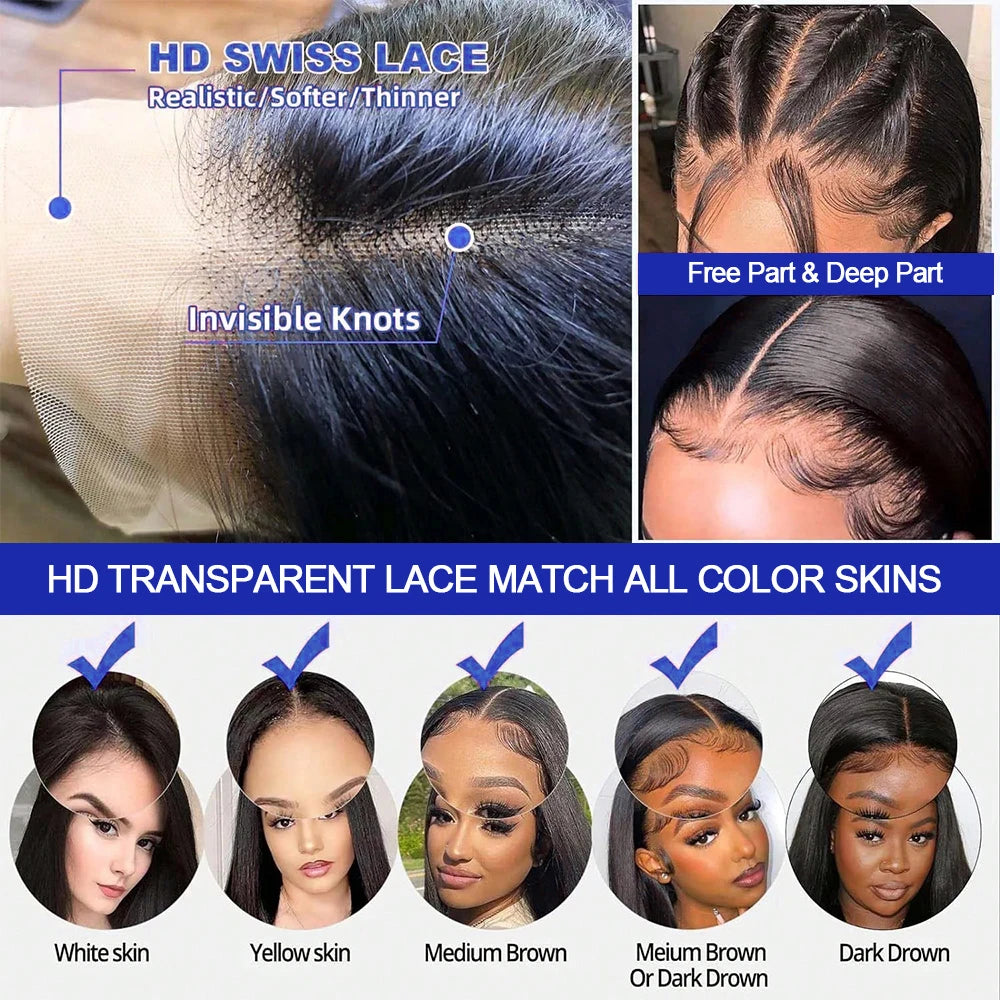 Brazilian Hd Transparent 13x4 Bone Straight Short Bob Human Hair Wigs 13x6 Lace Front Women 250
