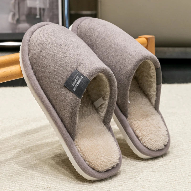 Trend Winter Couple Indoor Non-Slip Men Women Flip Flops Warm Slippers Home Slides Casual Bedroom