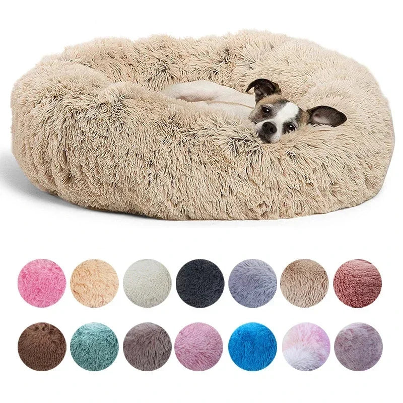 Round Plush Pet Bed – Super Soft Donut Bed for Dogs & Cats