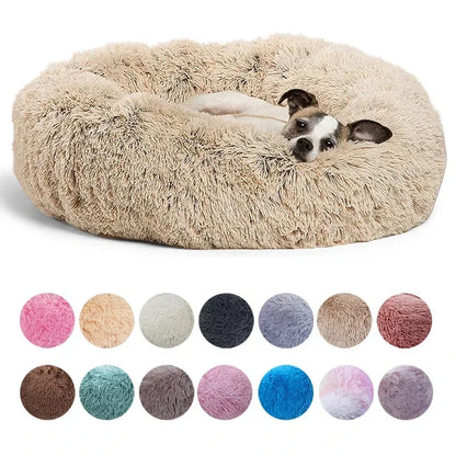 Round Plush Pet Bed – Super Soft Donut Bed for Dogs & Cats
