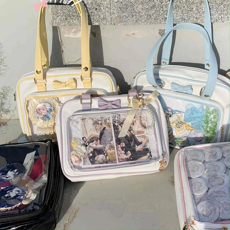 Cute Bow Ita Bag – Transparent DIY Badge Crossbody
