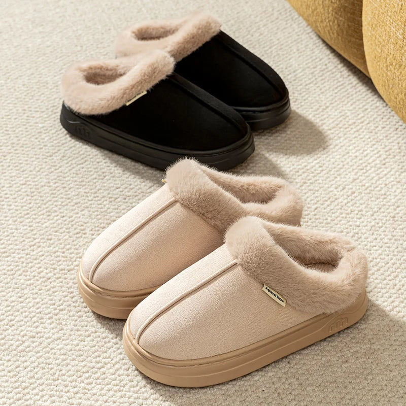 Fur-Lined Winter Slippers Anti-Slip Indoor Outdoor Shoes