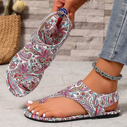 Women's Bohemian Flat Sandals – Printed Mandala Roman Style