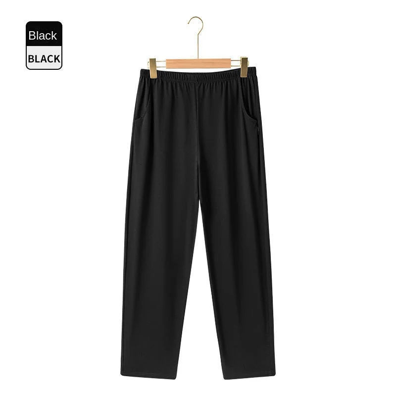 Men's Cotton Pajama Pants – Plus Size Elastic Waist Lounge Trousers