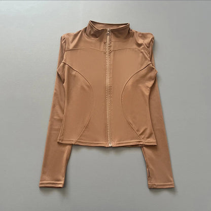 Women's Zip-Up Workout Jacket – Stretch Fitted Running & Yoga