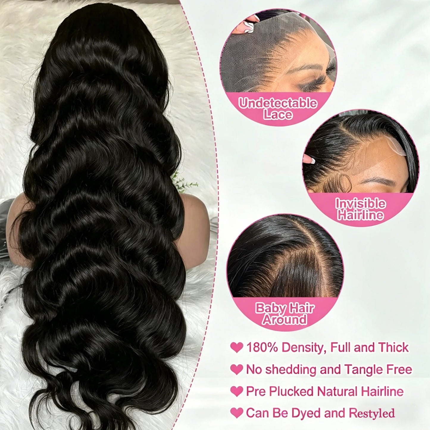 Brazilian Natural Body Wave Virgin Human Hair Wig Hd Lace Frontal Closure 360 13x4 13x6 5x5 180 200