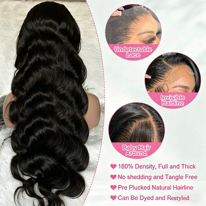 Brazilian Natural Body Wave Virgin Human Hair Wig Hd Lace Frontal Closure 360 13x4 13x6 5x5 180 200