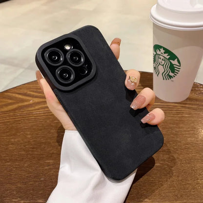 Matte Leather Silicone Case Iphone 14 Plus 12 13 Mini 11 16 15 Pro Max 17 Promax Lens Protection