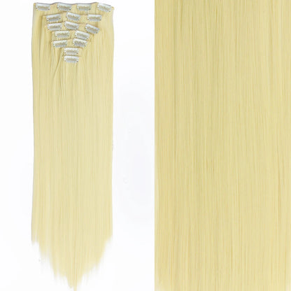Clip-In Hair Extensions 7pcs 16 Clips Wavy Synthetic 24 Inch