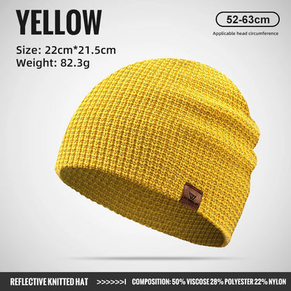 Reflective Knitted Beanie Hat Windproof Unisex