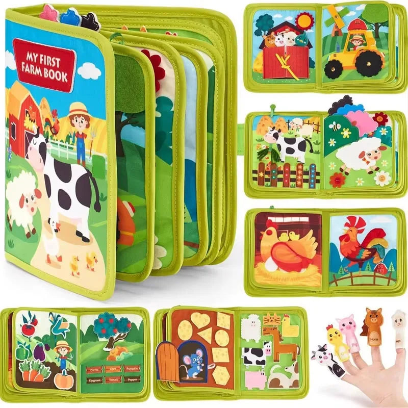 Montessori Busy Cloth Book – Farm Animal Story for Toddlers