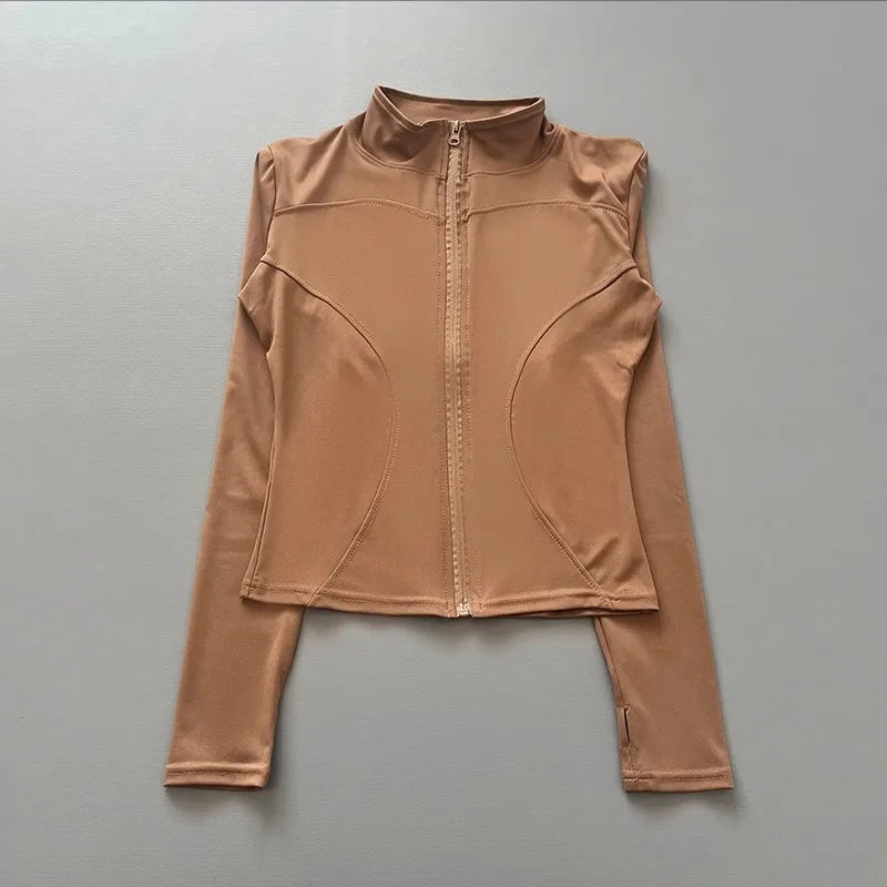 Women's Zip-Up Workout Jacket – Stretch Fitted Running & Yoga