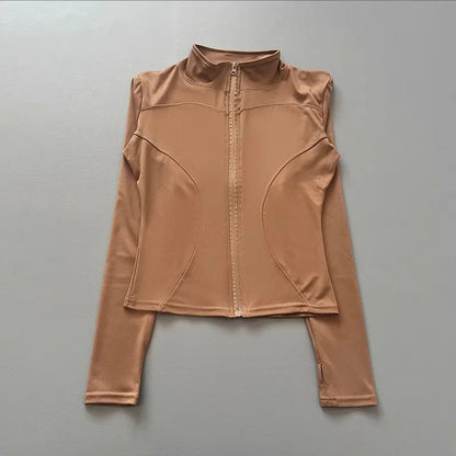 Women's Zip-Up Workout Jacket – Stretch Fitted Running & Yoga