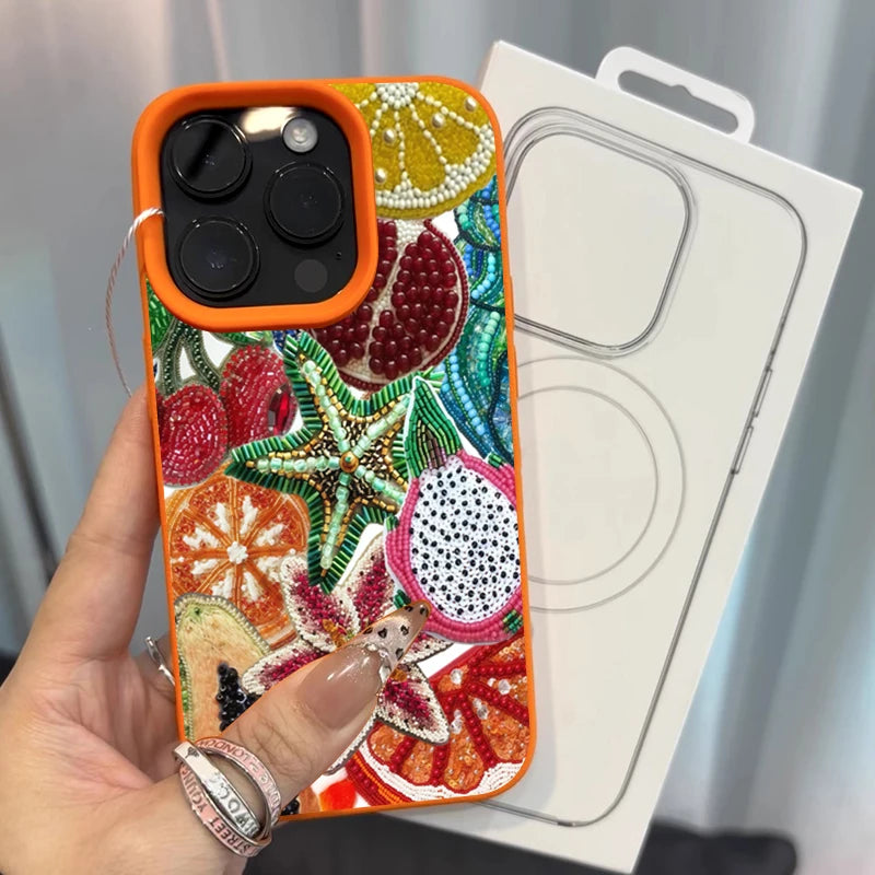 Retro Fruit Pattern Phone Case Iphone 17 Pro Max 16 15 14 13 12 11 16e X Xr Xs Plus Shockproof Soft