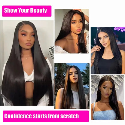 100 Human Hair Wigs 250 Silky Bone Straight 40 Inches Hd 13x6 Lace Frontu Transparent Burmese 13x4