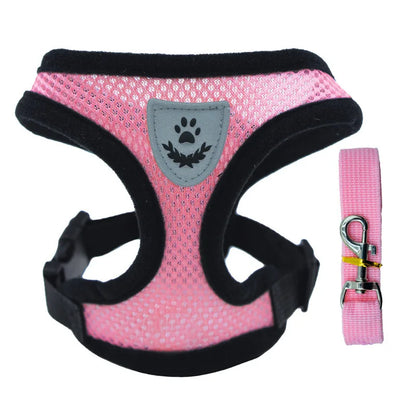 Adjustable Mesh Pet Harness Vest with Leash – Dog & Cat