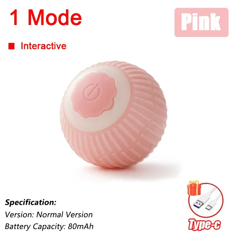 Interactive Cat Ball Toy – Automatic Rolling with Faux Tail, USB Rechargeable