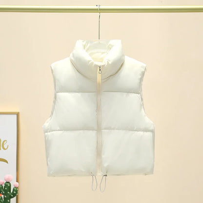Women's Quilted Puffer Vest – Cropped Sleeveless Zip-Up Jacket