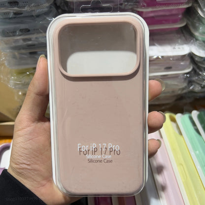 Official Liquid Silicone Skin Feel Case Iphone 17air 14 15 16 17 Pro Max Solid Candy Colour Color