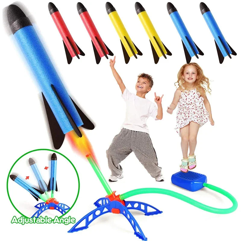 Kids Rocket Launcher Foot Pump Toy – Outdoor Air-Powered Stomp Rocket Set