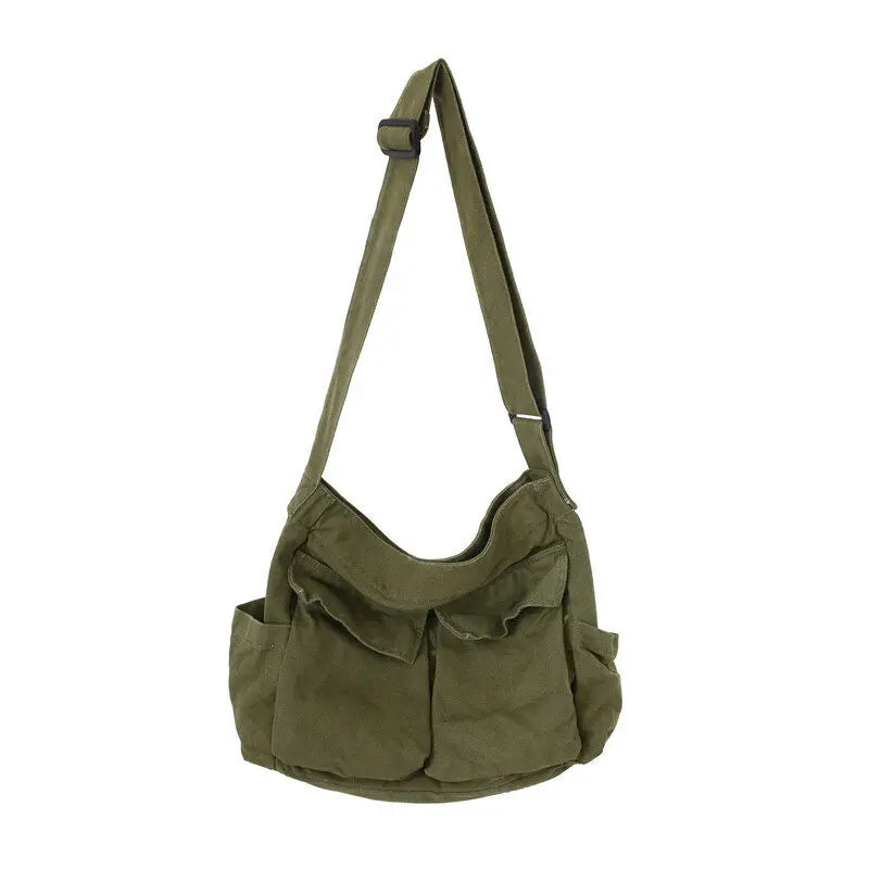 Canvas Crossbody Shoulder Bag – Large Capacity Retro Messenger Bag