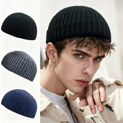 Ribbed Knit Beanie Hat Hip-Hop Style Warm Winter Skull Cap