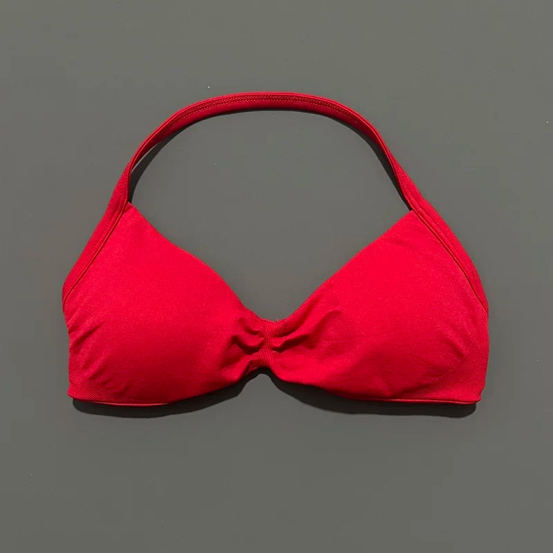 Seamless Halter Sports Bra – Women's Push-Up Gym Bra