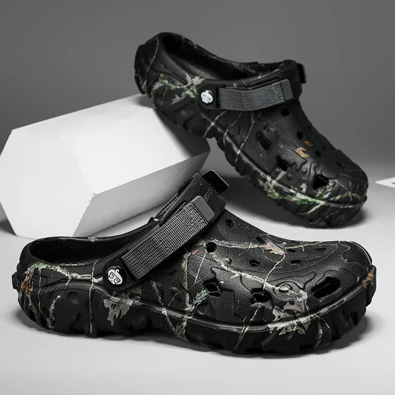 Men's Camouflage Clog Sandals – Lightweight Non-Slip Garden Shoes