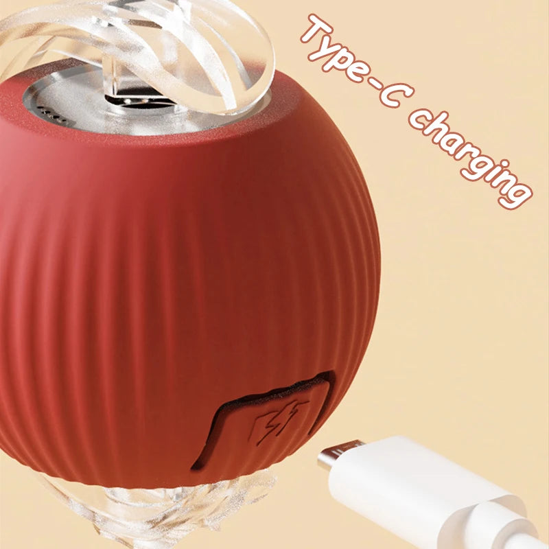 Interactive Cat Ball Toy – Automatic Rolling with Faux Tail, USB Rechargeable